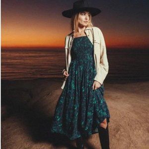 Brixton Blue & Teal Patterned Smocked Sundress- Size Medium- Excellent Condition